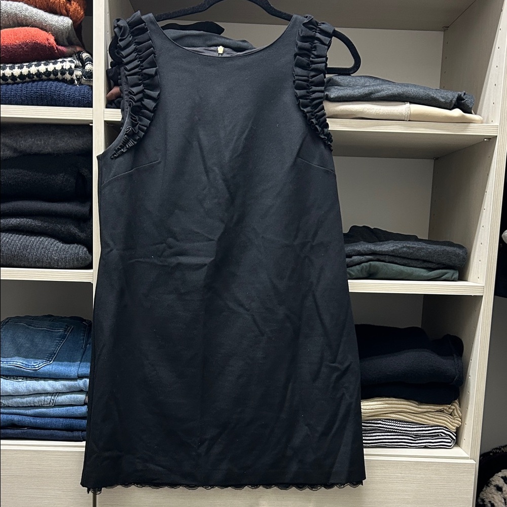 Trina Turk Black Mini Dress with Ruffle Sleeves